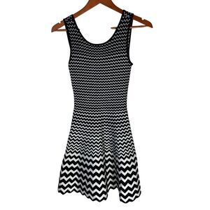 GiG Black/White Gradient Zig Zag Fit Flare Dress Sz XS